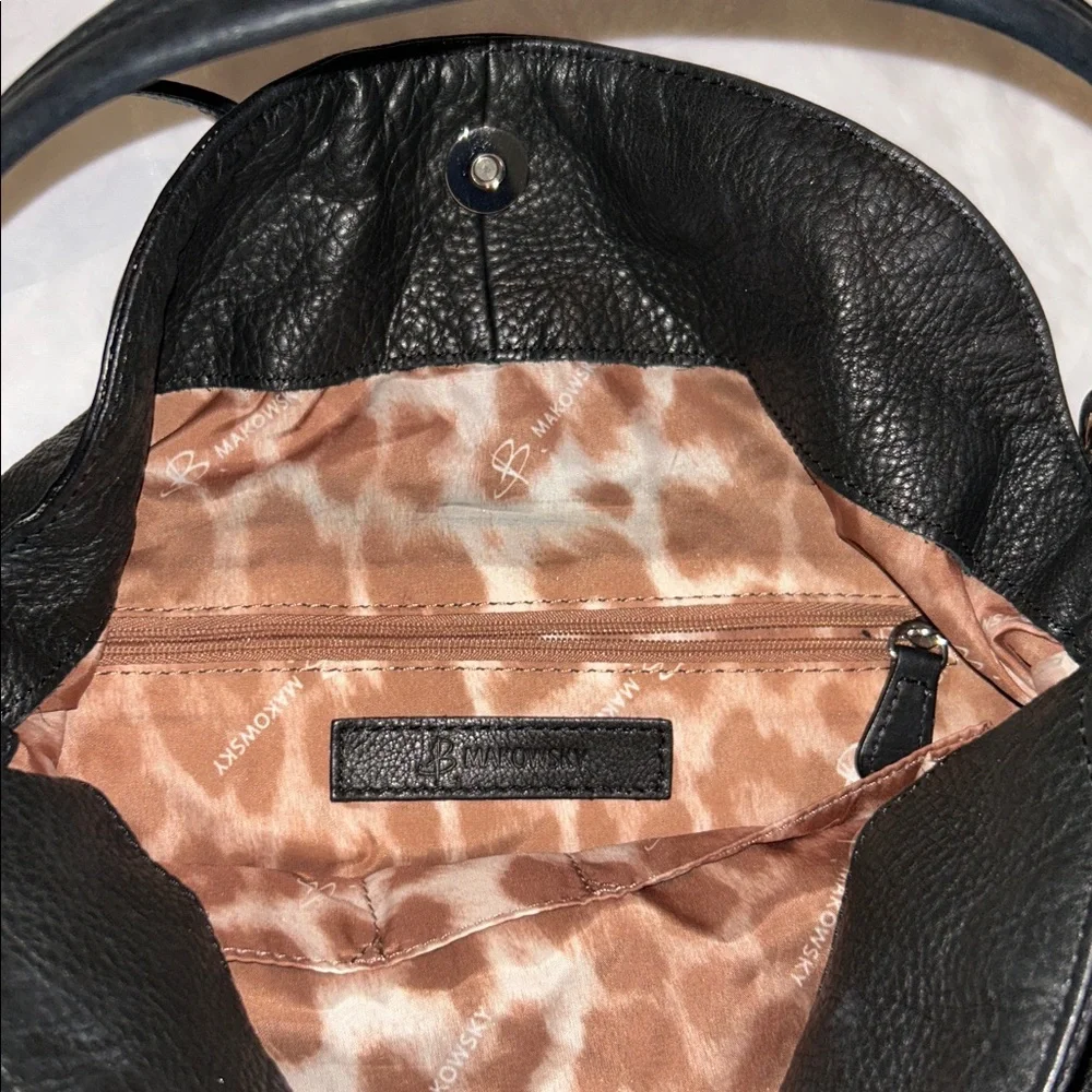 LIKE NEW B. Makowsky Soft Pebbled Leather Convertible Slouch Hobo